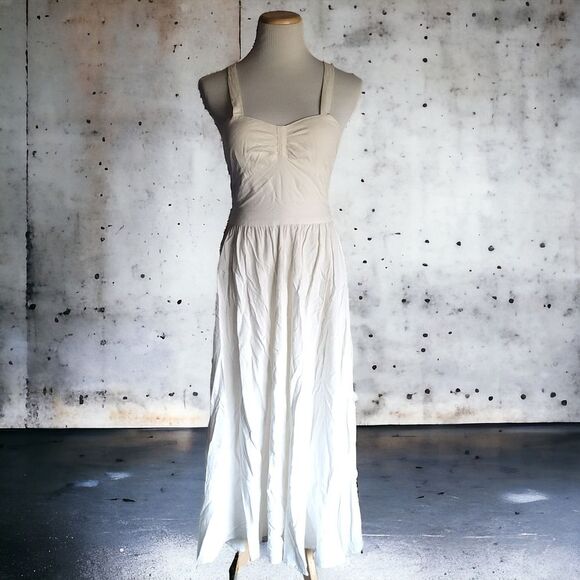 Newport News Boho White Tie Back Dress Light Weight Summer Style Womens 8 - Picture 1 of 13